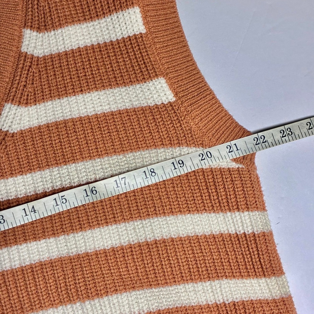 Marled Striped V-Neck Sweater Vest Orange Brown White Large - Picture 5 of 6